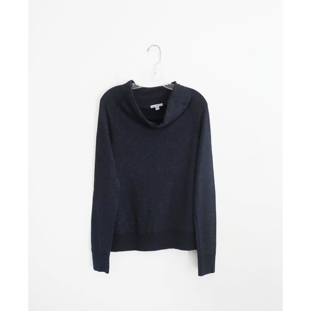 James Perse Dark Grey Wide Funnel Neck Long Sleeve Sweatshirt 3 Large